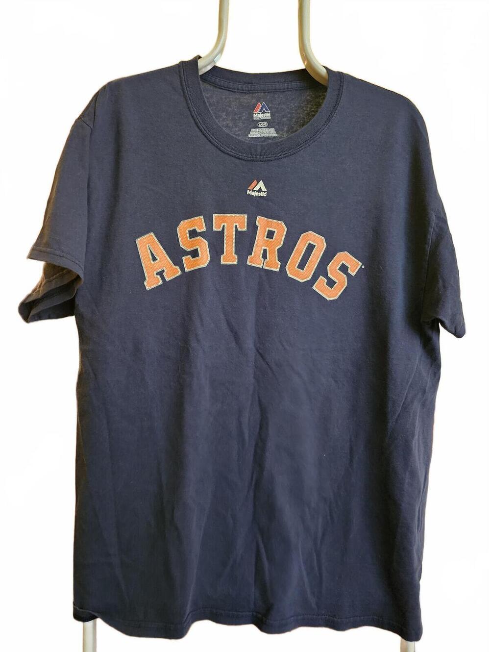 Houston Astros Baseball Majestic Mens Blue Shirt Size Large